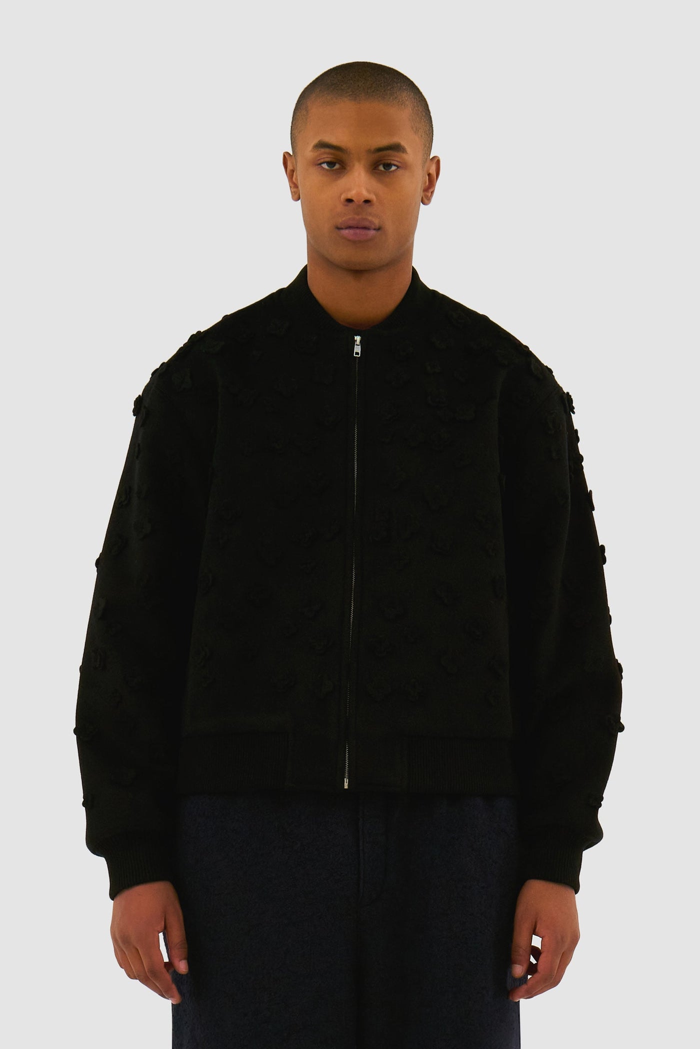 Flower Bomber Jacket - Black