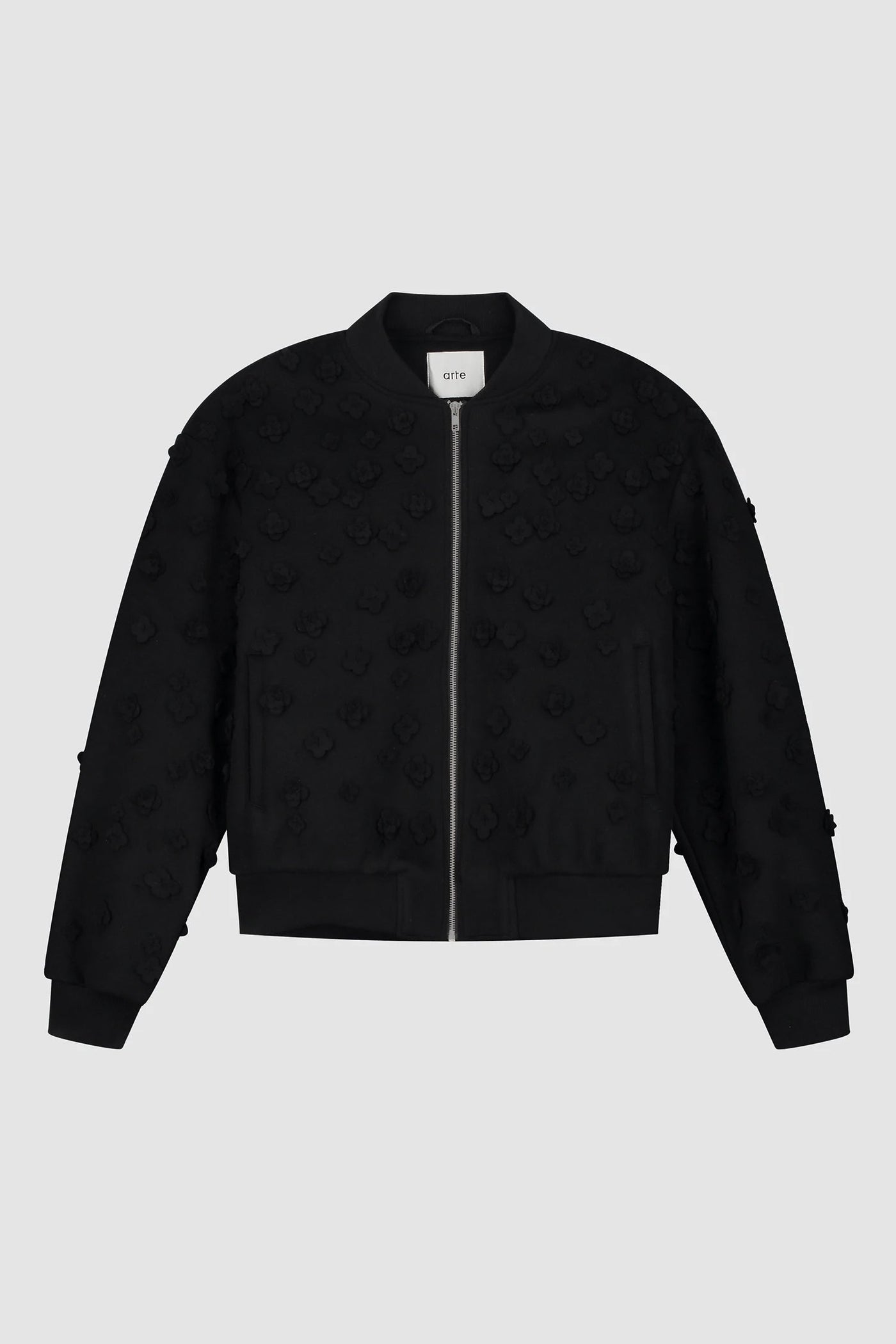 Flower Bomber Jacket - Black