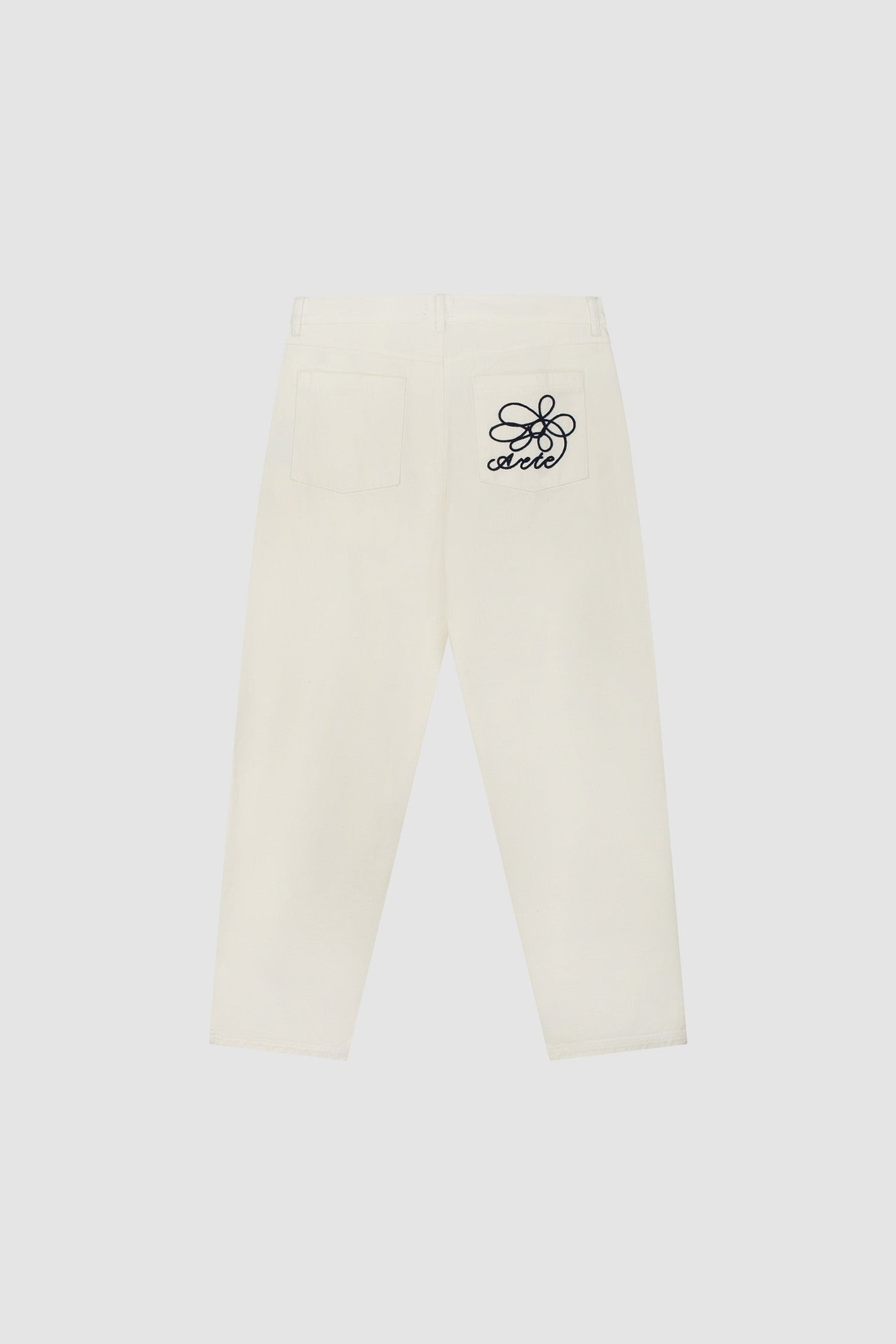 Embroidery Pocket Pants - Cream