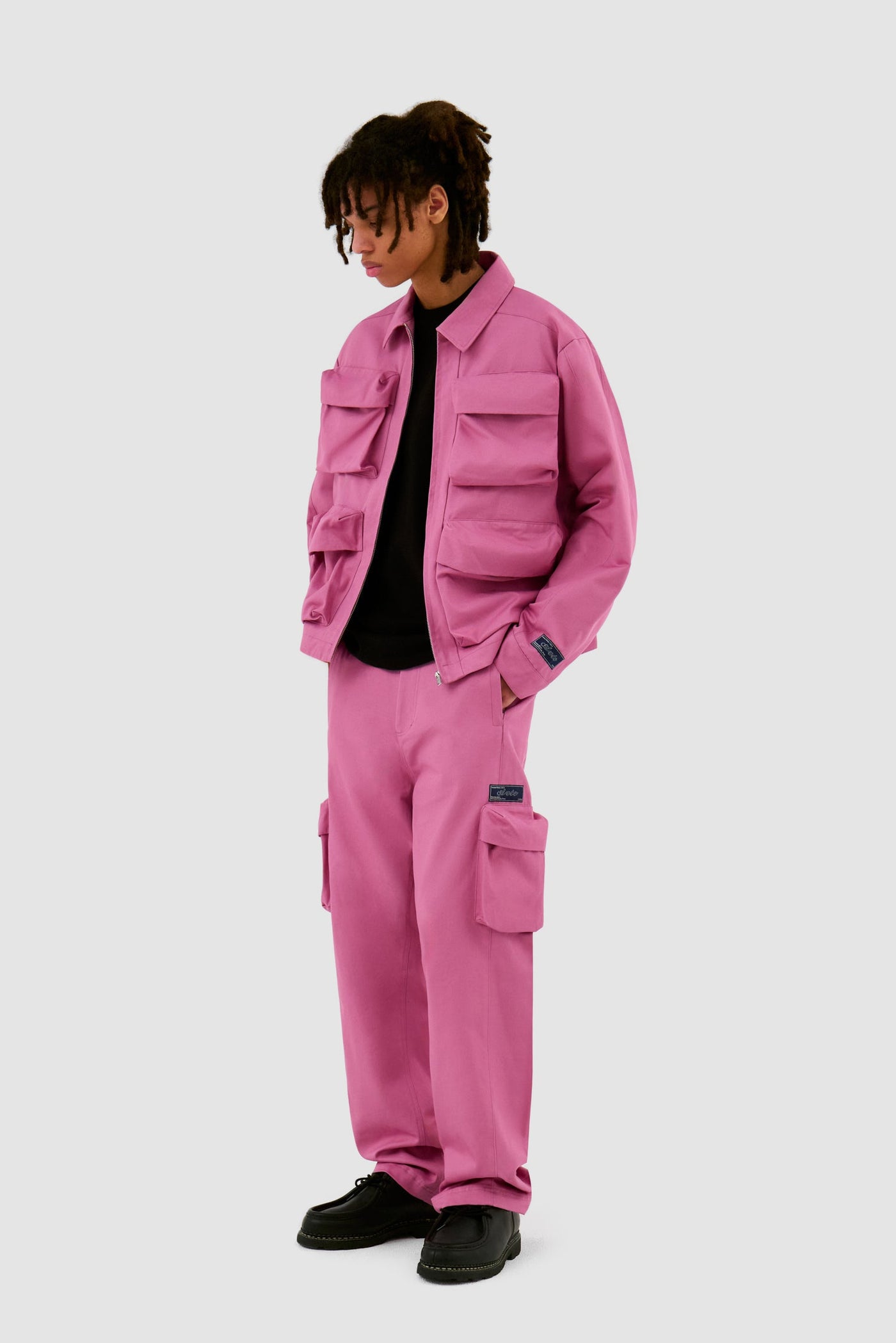 3D Pockets Cotton Jacket - Pink