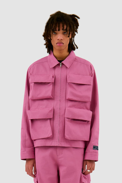 3D Pockets Cotton Jacket - Pink