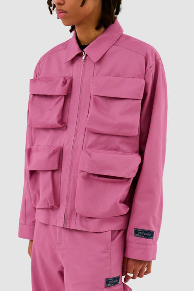 3D Pockets Cotton Jacket - Pink