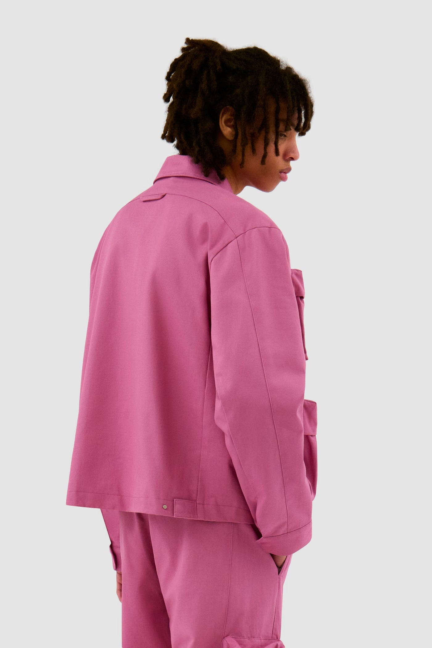 3D Pockets Cotton Jacket - Pink