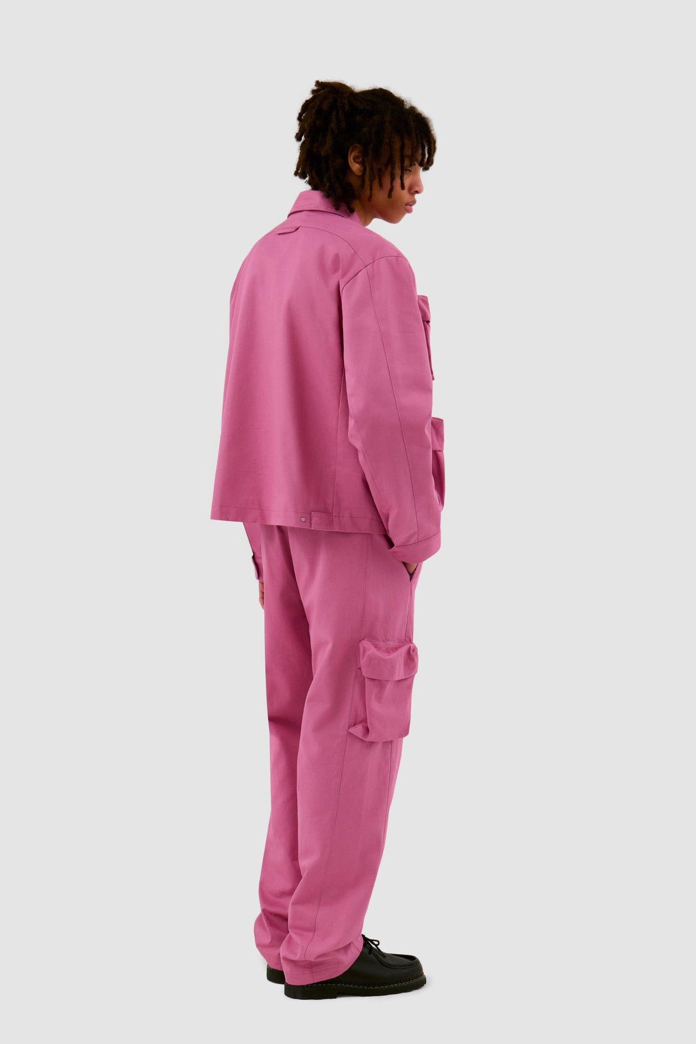 3D Pockets Cotton Jacket - Pink