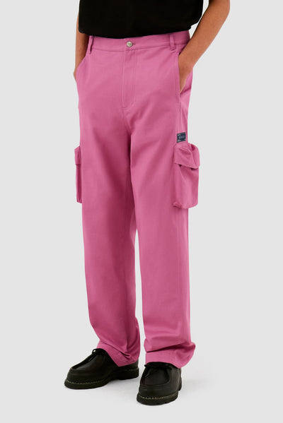 3D Pockets Cotton Pants - Pink