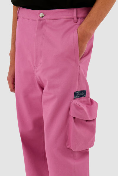 3D Pockets Cotton Pants - Pink