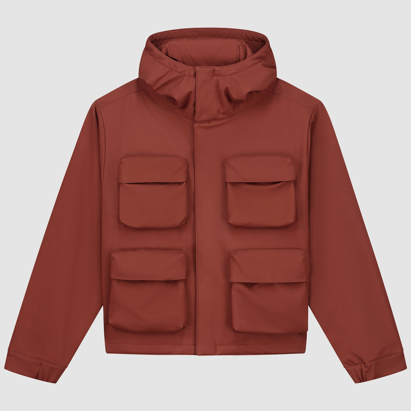 3D Pockets Hooded Nylon Jacket - Orange