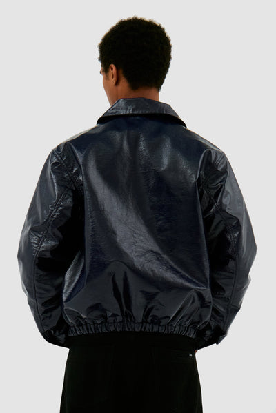 Patent PU Jacket - Navy