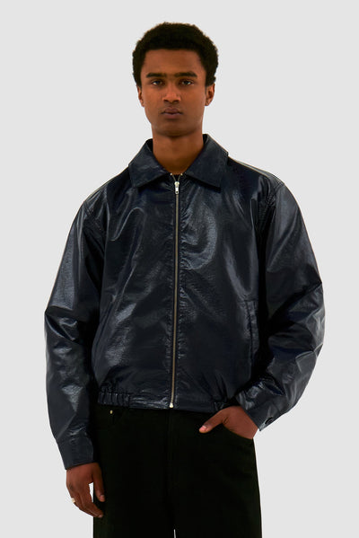 Patent PU Jacket - Navy