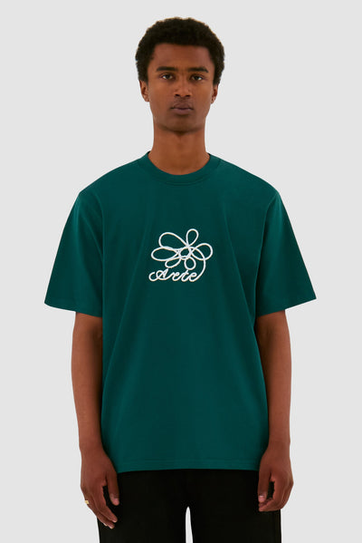 Flower Embroidery T-shirt - Green