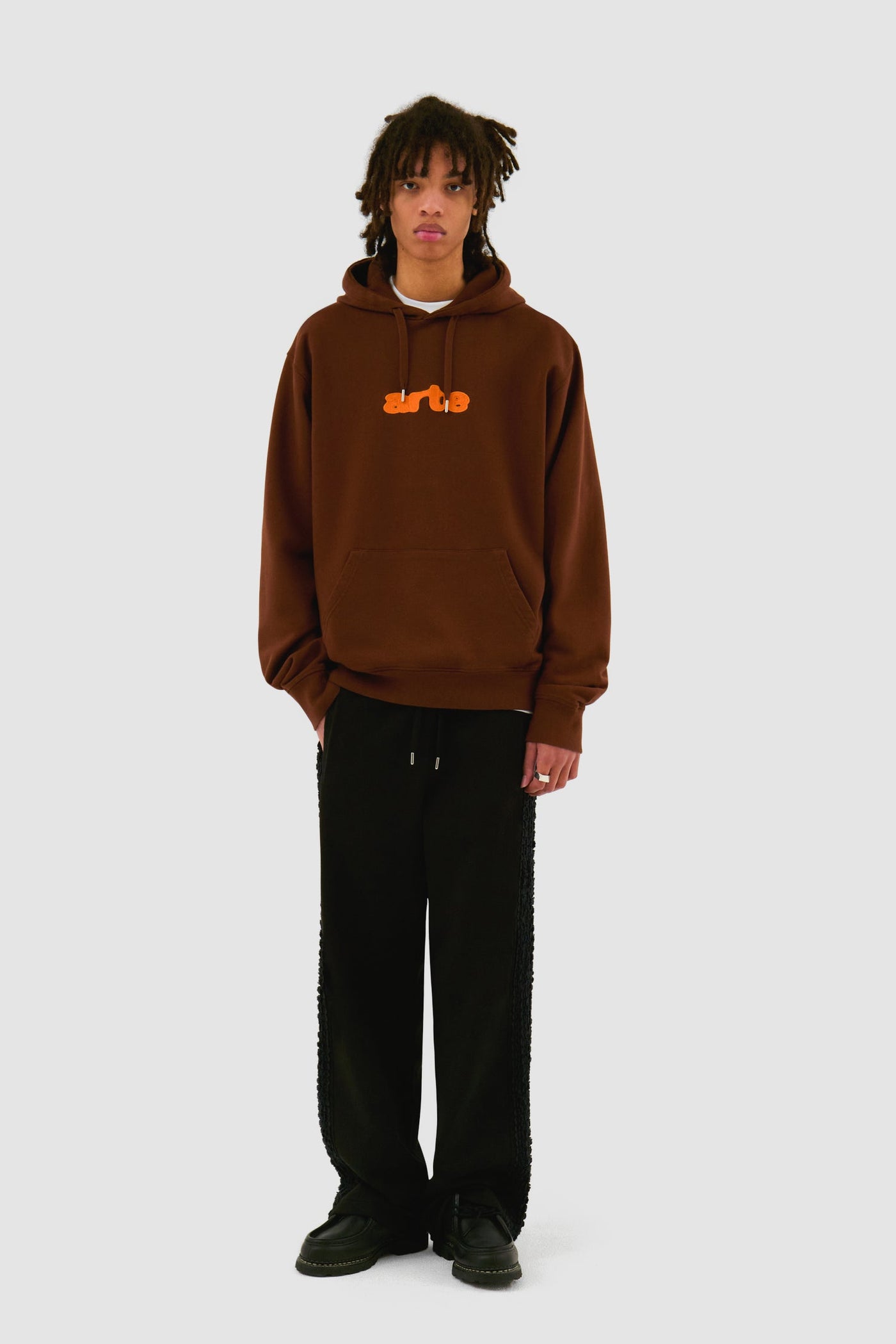 Embroidery Logo Hoodie - Brown