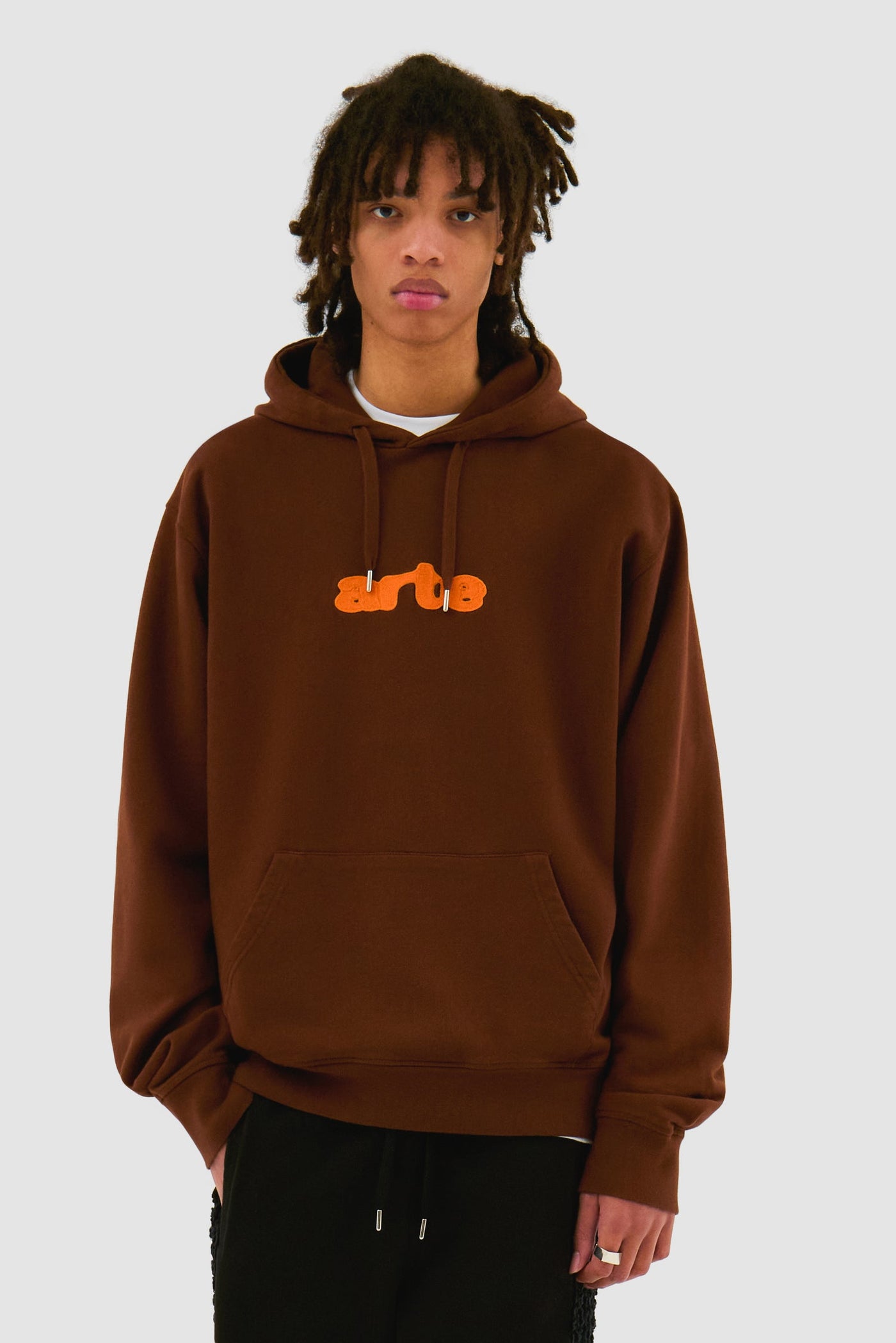 Embroidery Logo Hoodie - Brown