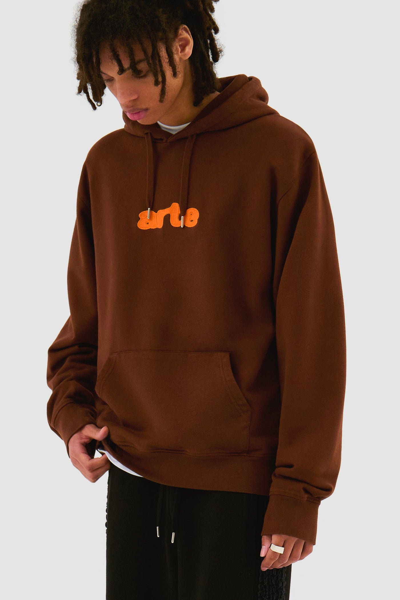 Embroidery Logo Hoodie - Brown