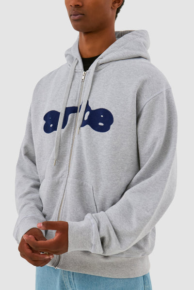 Embroidery Zip Hoodie - Grey