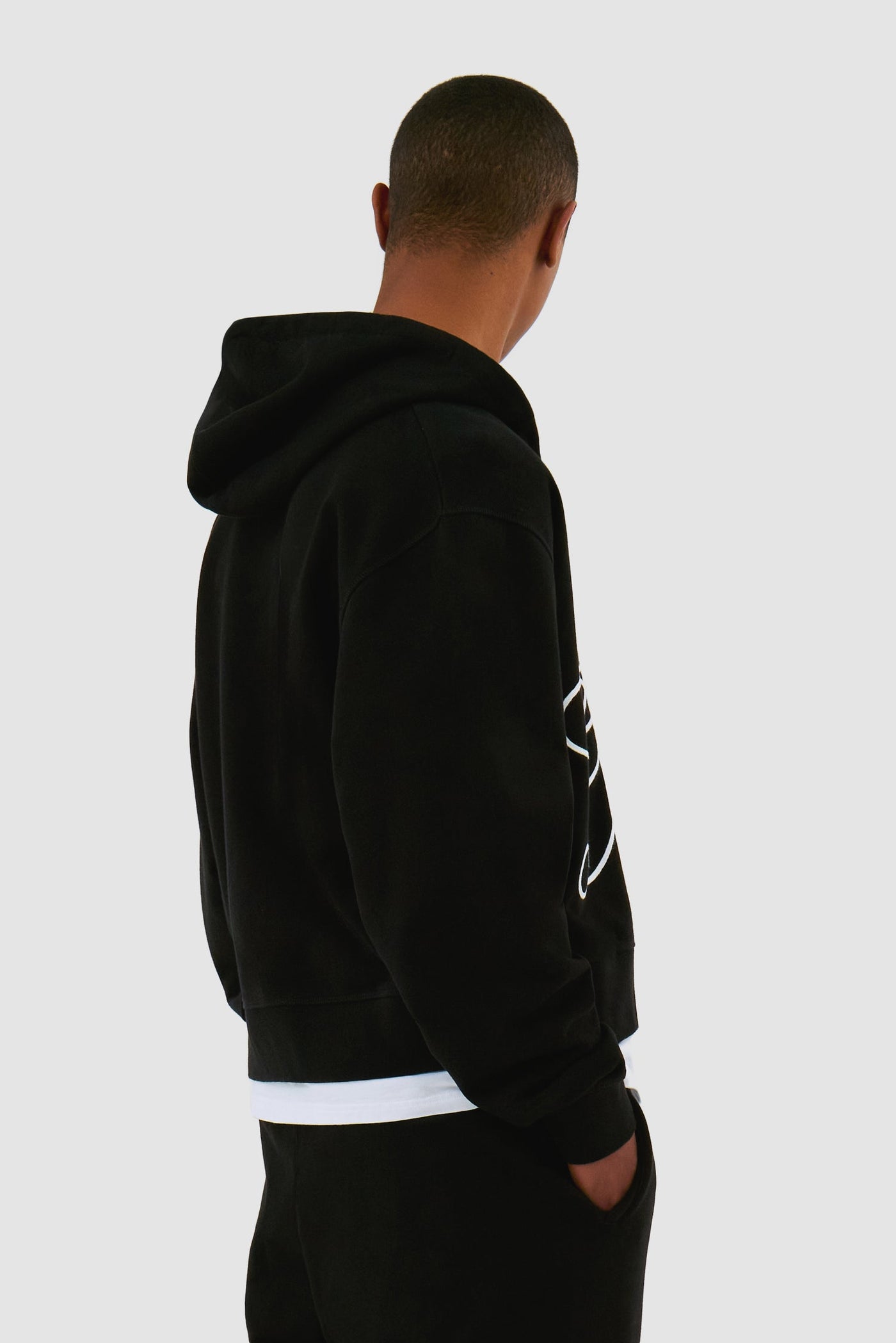 Flower Logo Zip Hoodie - Black