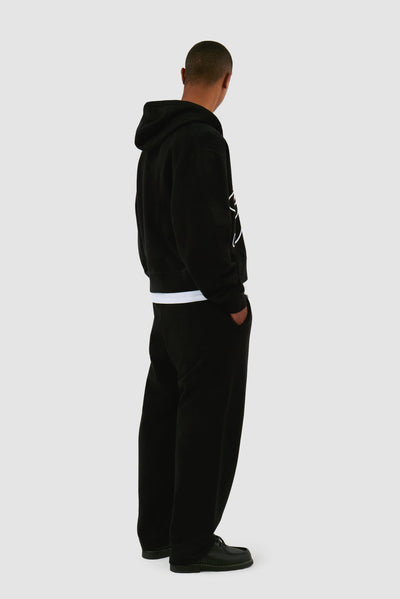 Flower Logo Zip Hoodie - Black