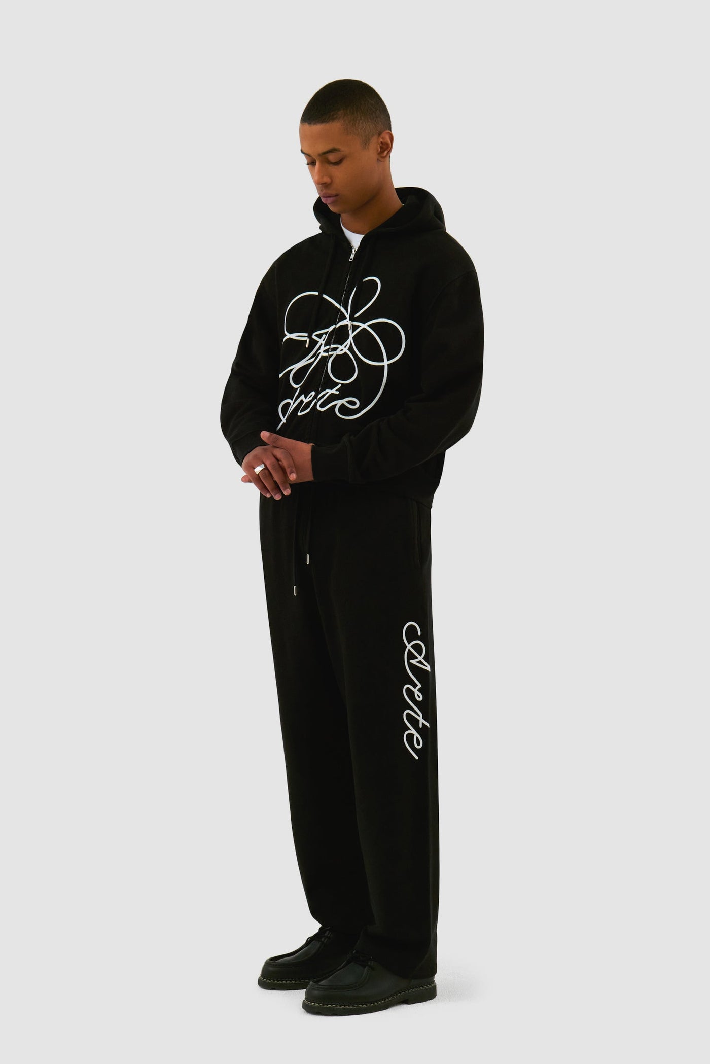 Flower Logo Zip Hoodie - Black