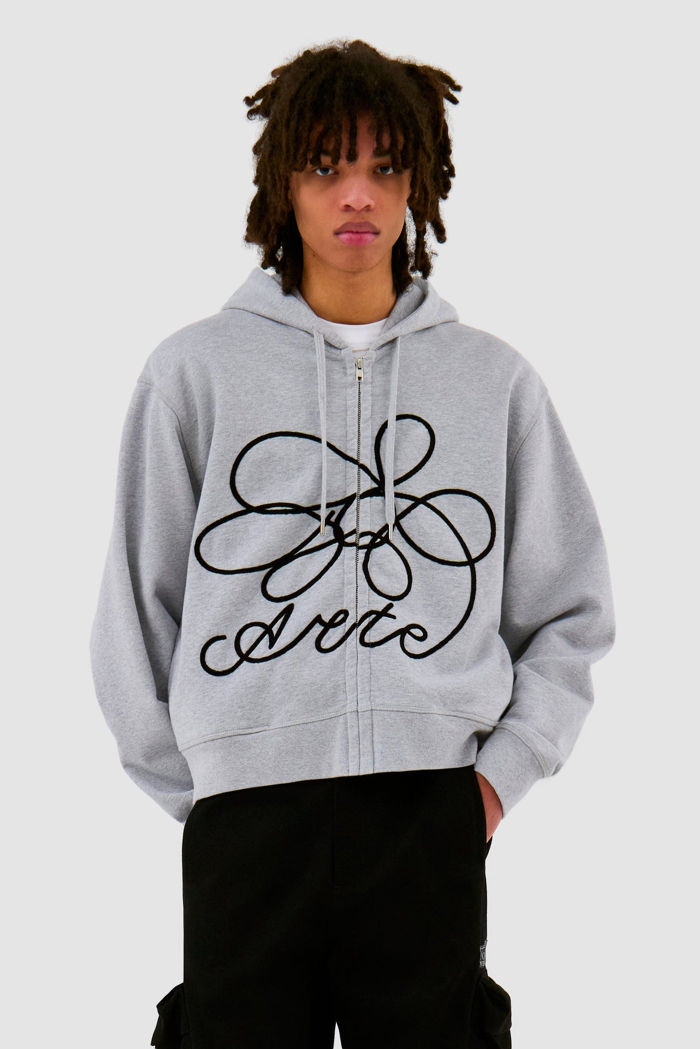 Flower Logo Zip Hoodie - Grey