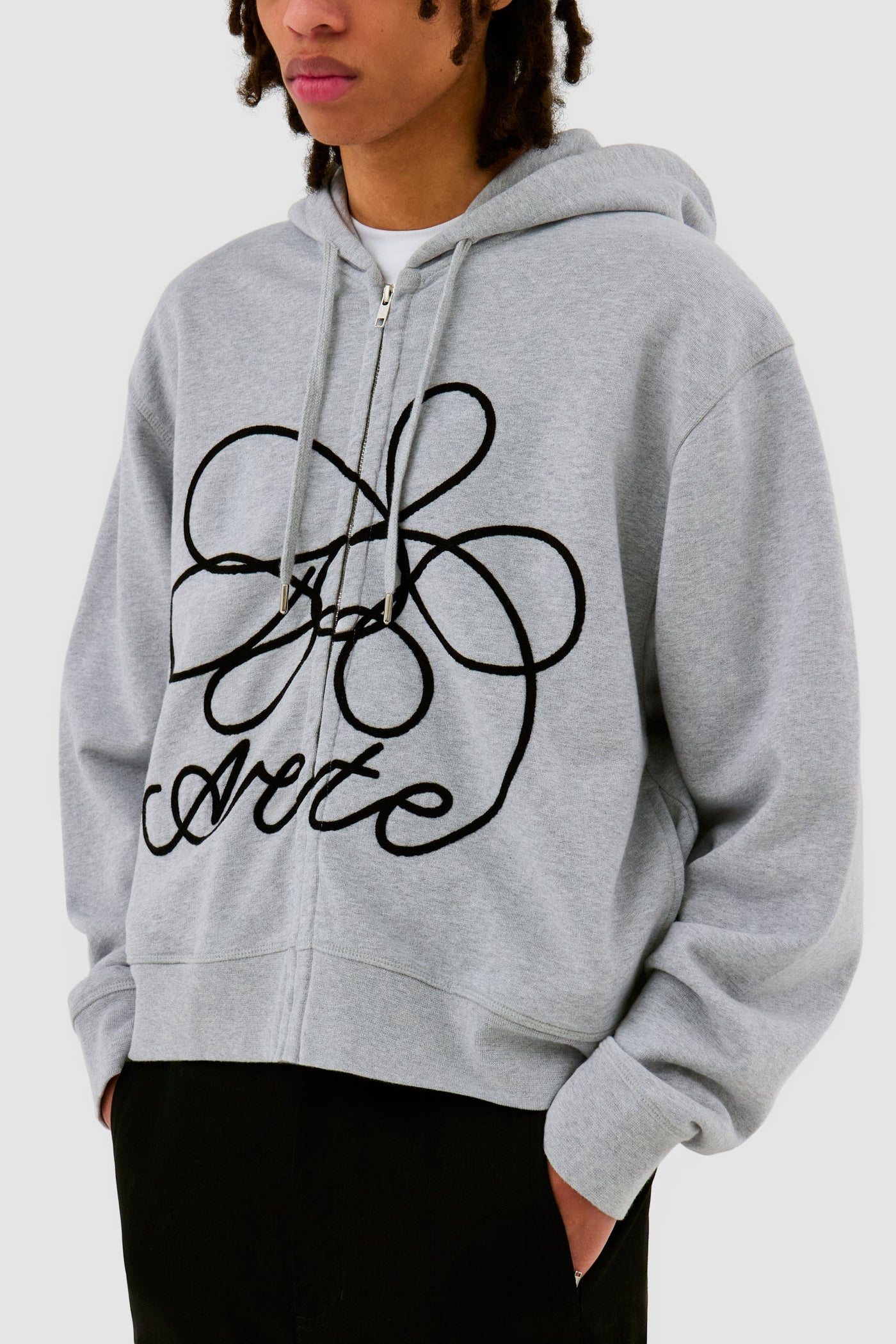 Flower Logo Zip Hoodie - Grey