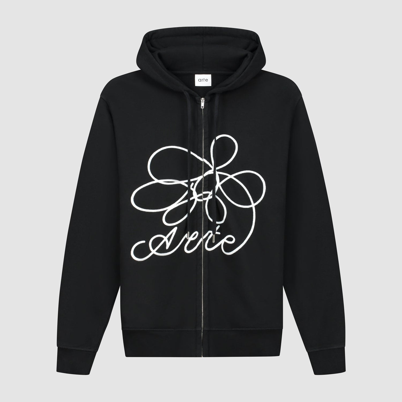 Flower Logo Zip Hoodie - Black