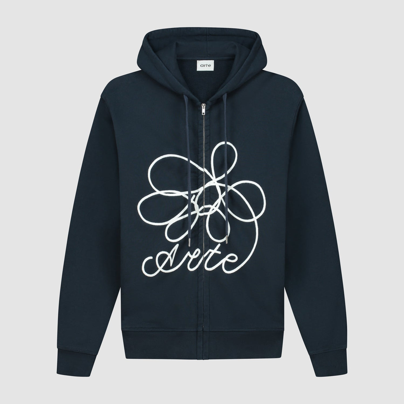 Flower Logo Zip Hoodie - Navy