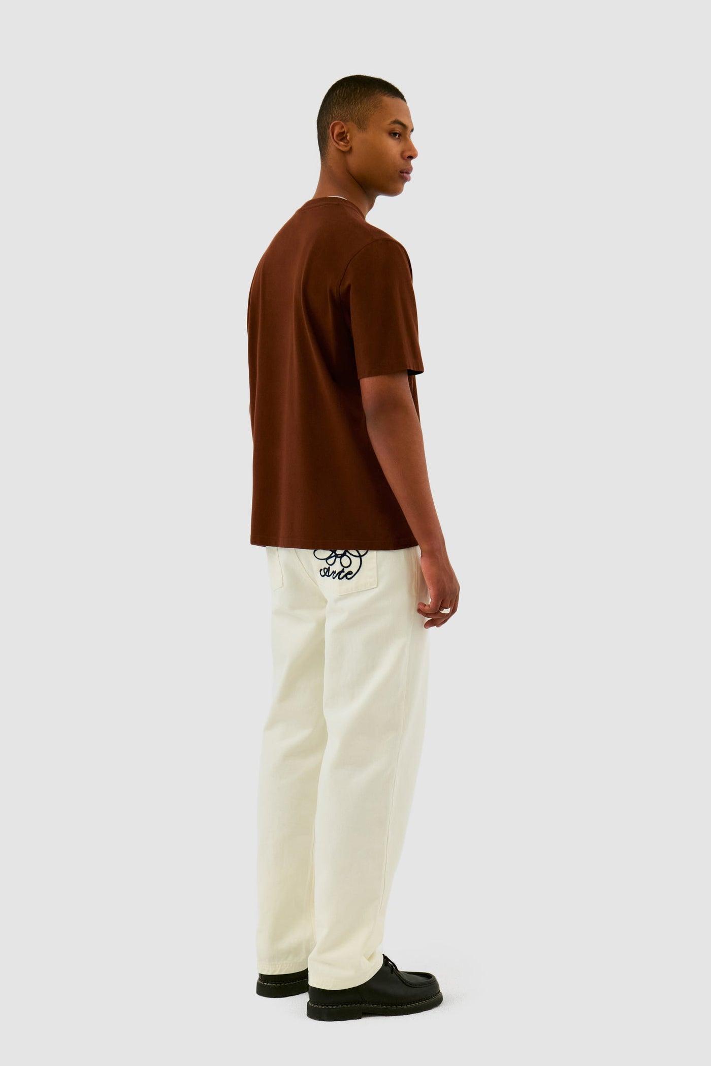 Embroidery Pocket Pants - Cream