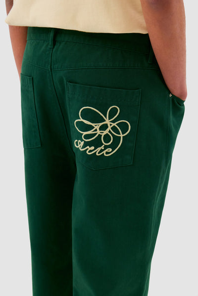 Embroidery Pocket Pants - Green