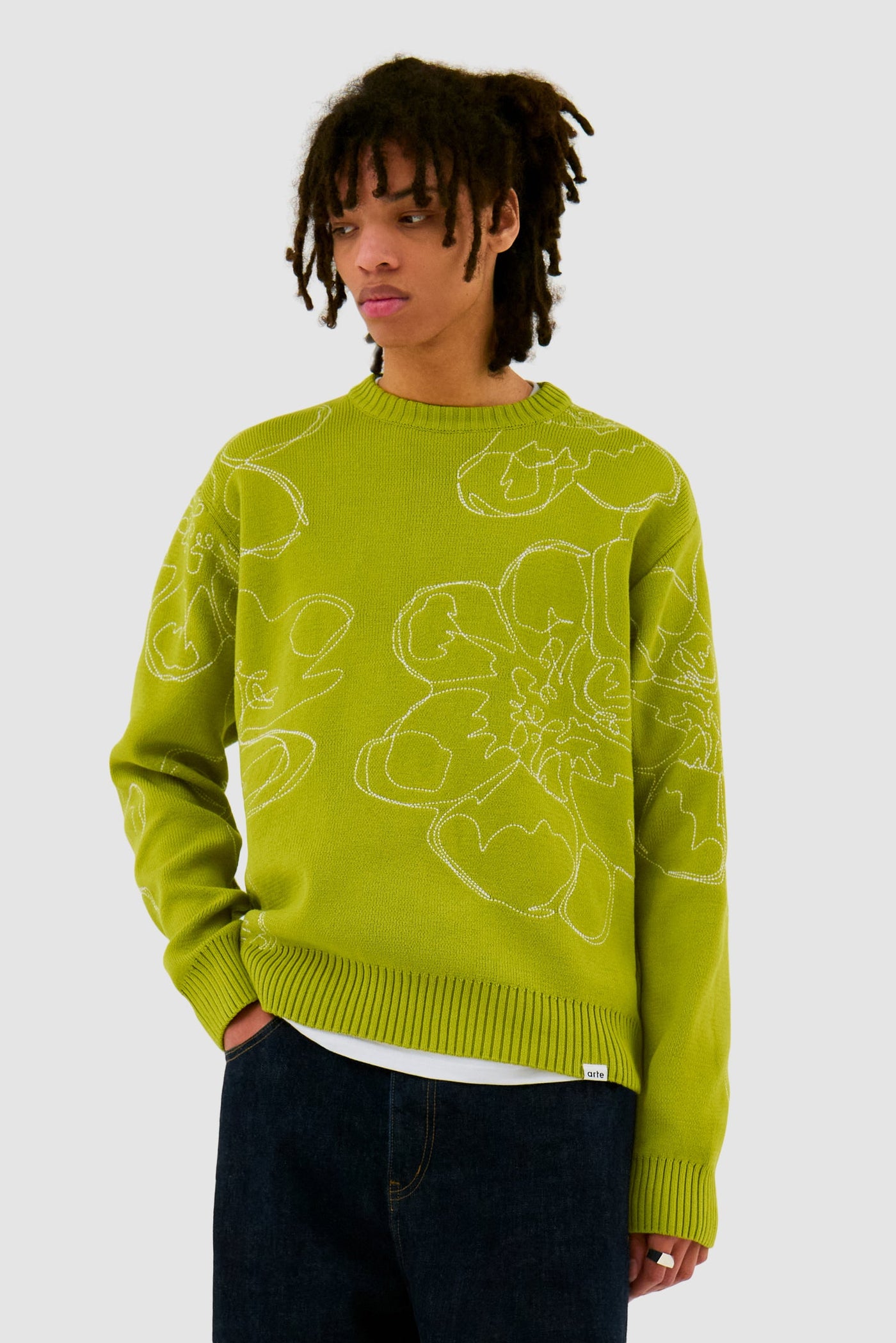 Embroidered Flower Knit - Light Green