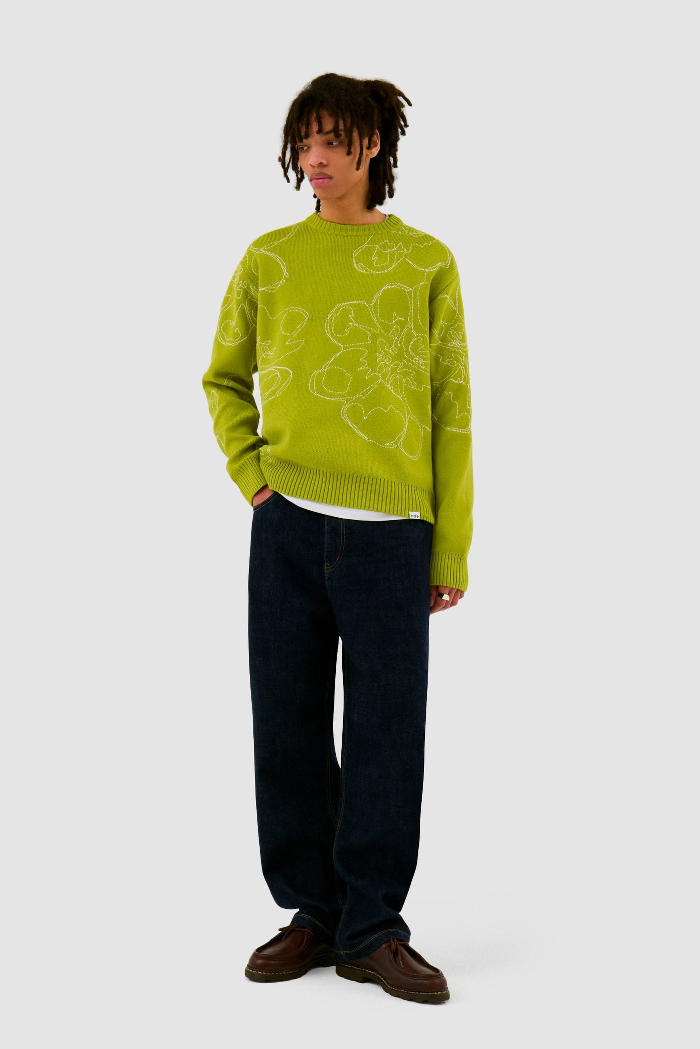 Embroidered Flower Knit - Light Green