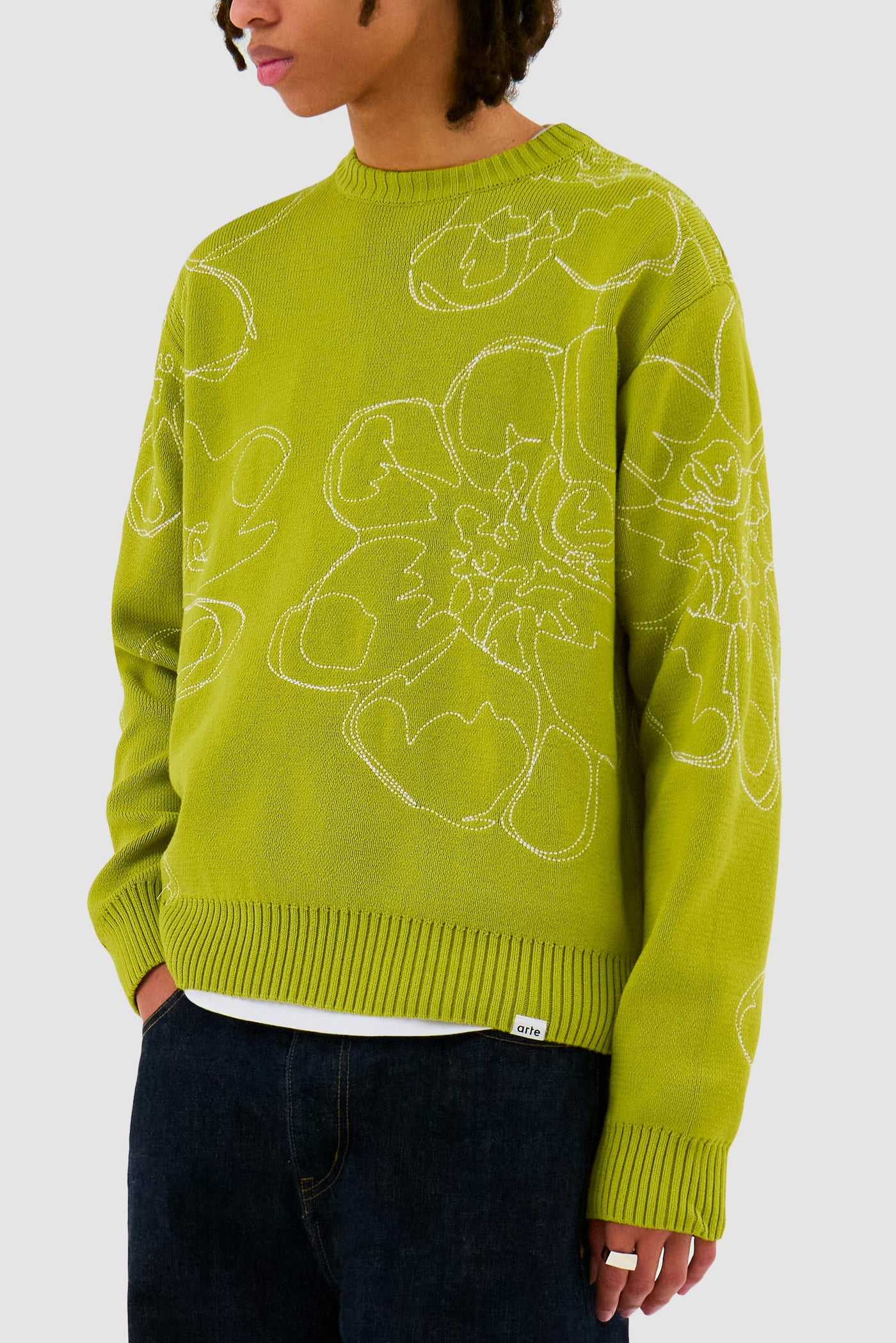 Embroidered Flower Knit - Light Green