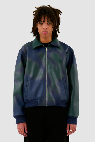 Artisan Leather Jacket - Navy/Green