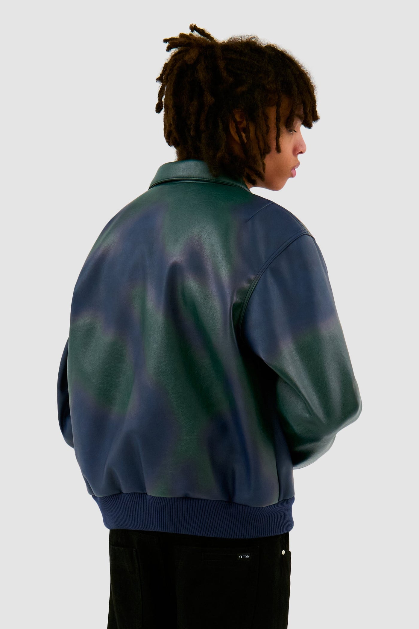 Artisan Leather Jacket - Navy/Green