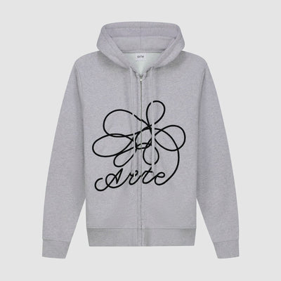 Flower Logo Zip Hoodie - Grey