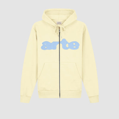 Embroidery Zip Hoodie - Cream