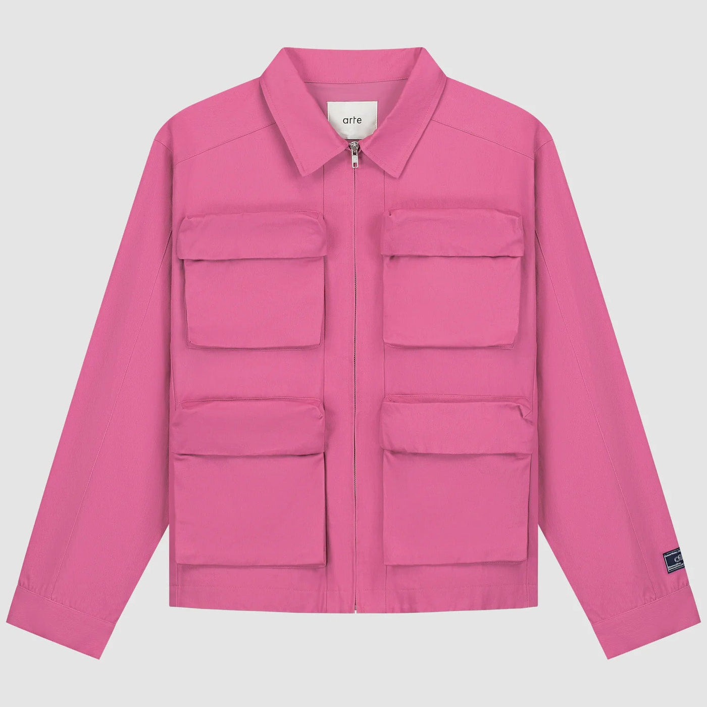 3D Pockets Cotton Jacket - Pink