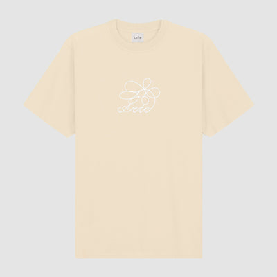 Flower Embroidery T-shirt - Cream