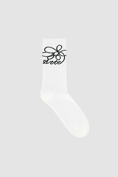 Flower Logo Socks - White