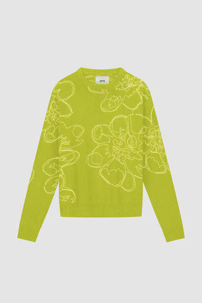 Embroidered Flower Knit - Light Green