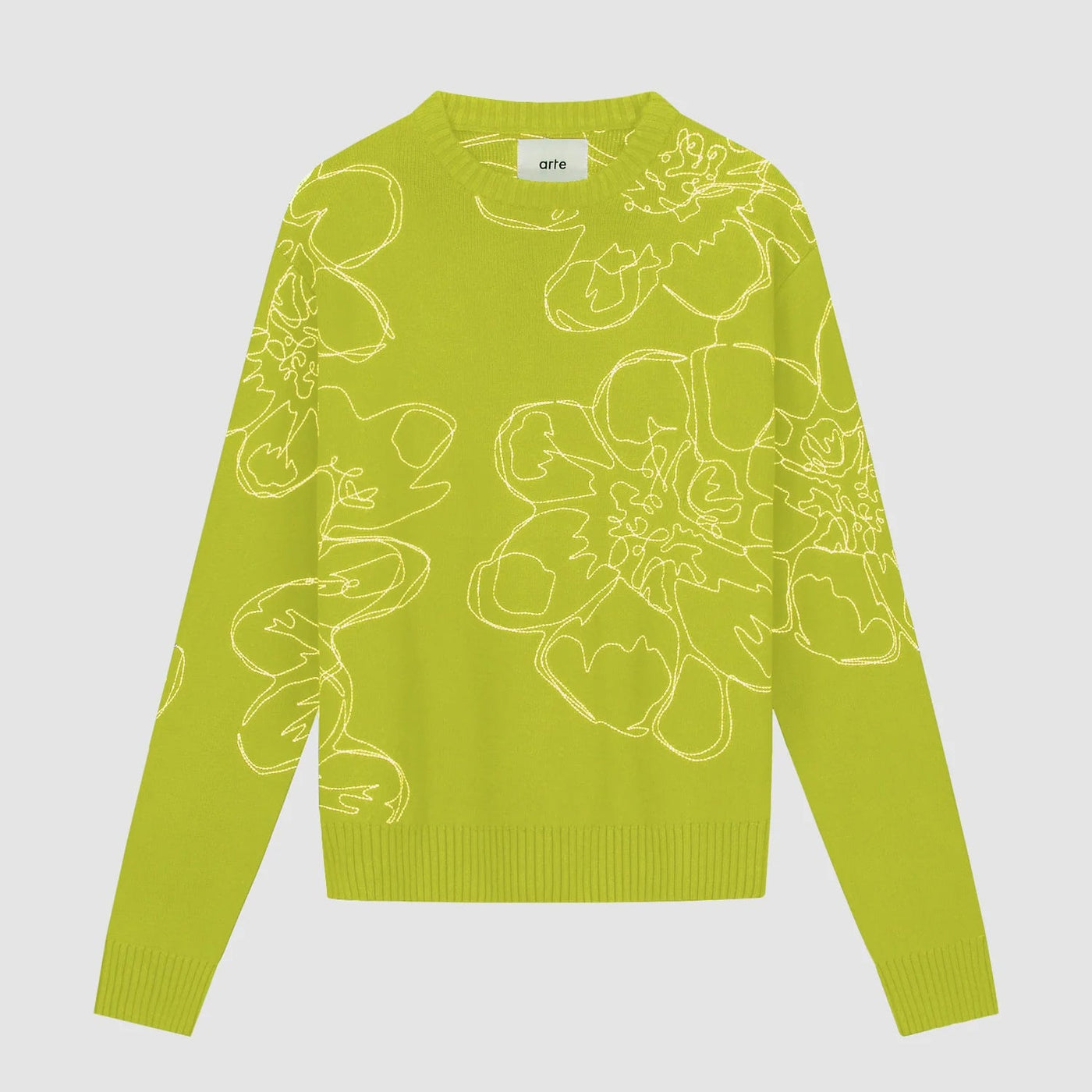 Embroidered Flower Knit - Light Green