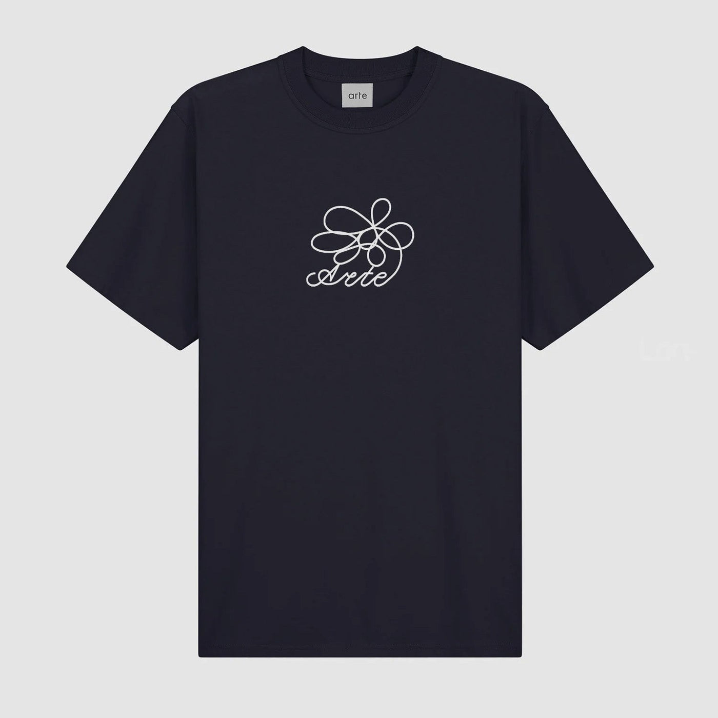 Flower Embroidery T-shirt - Navy