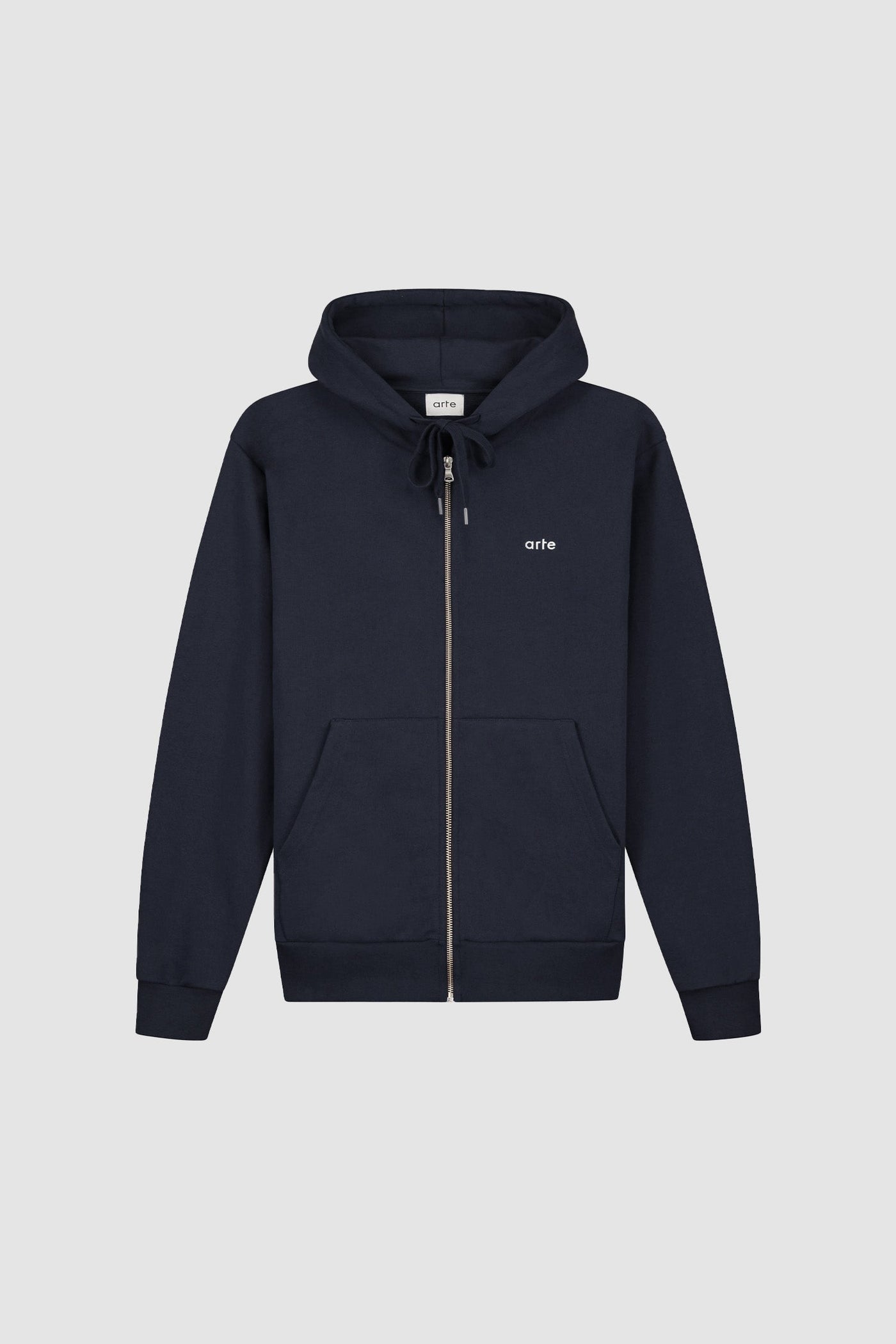 Puff Back Zipper Hoodie - Navy